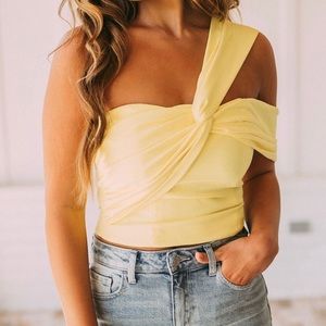 One Shoulder front twist top